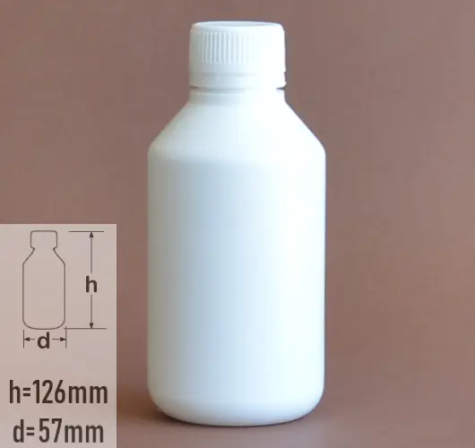 Sticla plastic 200ml polietilena de culoare alba cu capac alb cu garnitura si autosigilare